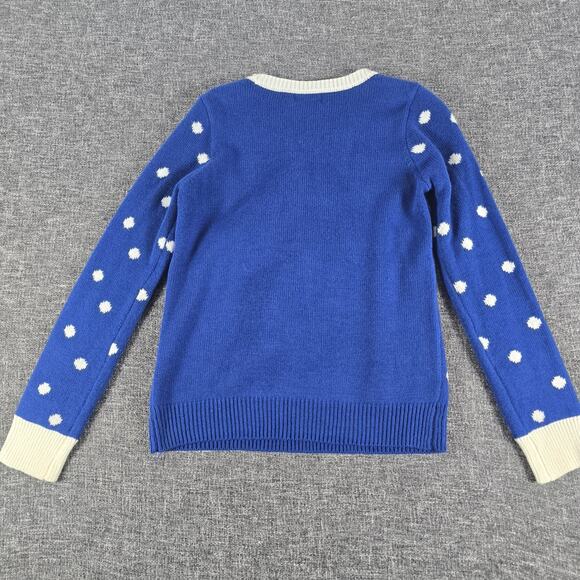 VTG Joe Boxer Ugly Christmas Sweater Womens Sz S Blue Polka Dot Festive Holiday - Picture 2 of 8